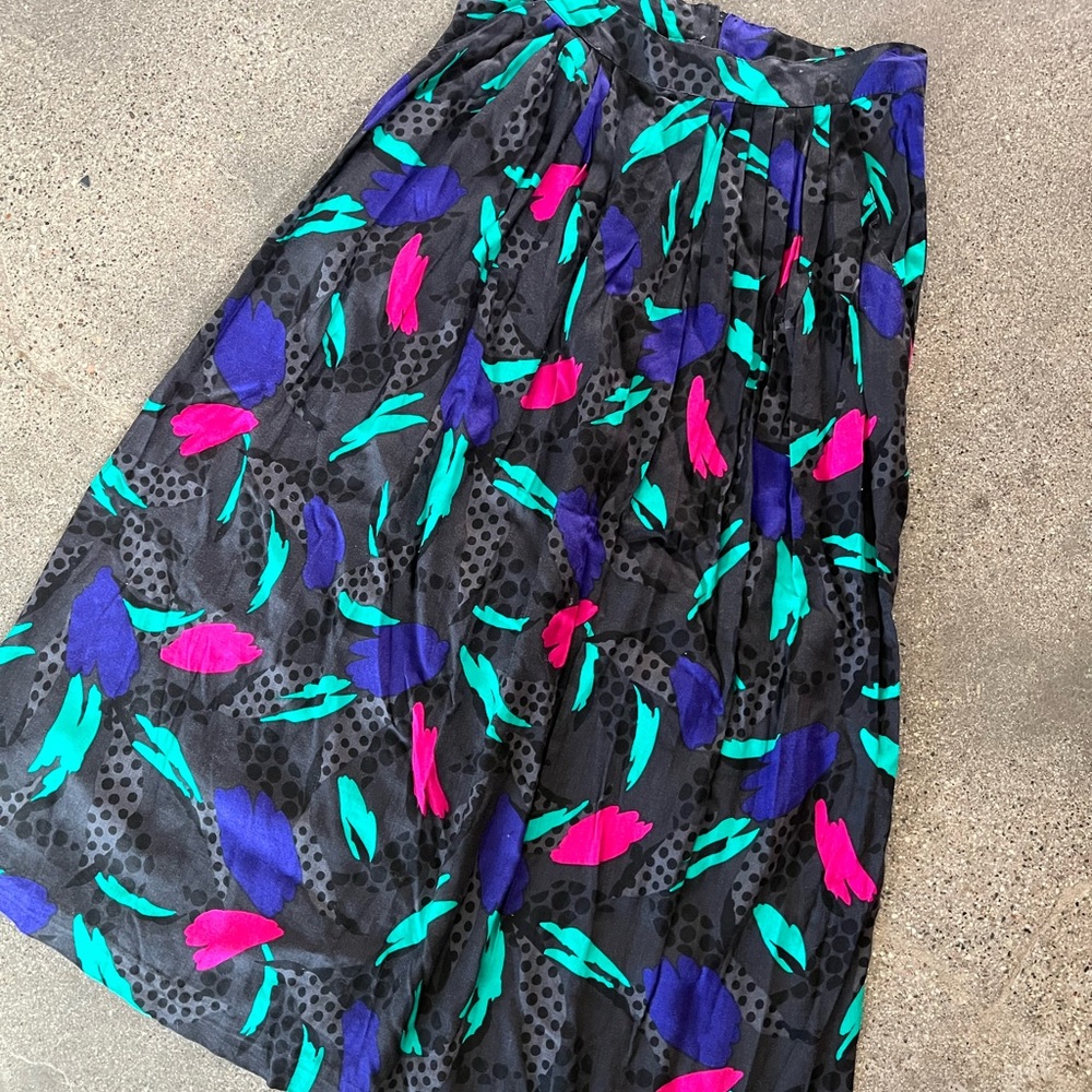Vintage 1980s print skirt abstract dotted skirt
